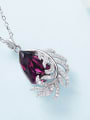 thumb Fashion Shiny Zirconias-covered Leaf Water Drop austrian Crystal 925 Silver Pendant 1