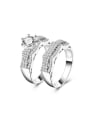 thumb High Quality White Gold Plated Copper Zircon Ring Set 0