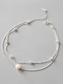 thumb Pure silver freshwater pearl beads simple chain 0