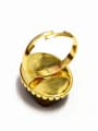thumb Exaggerated Oval Natural Crystal Gold Plated Ring 3