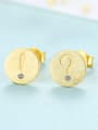 thumb 925 Sterling Silver With Gold Plated Simplistic Round Mark  Stud Earrings 3