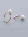 thumb Rose Gold Plated C Shaped Pearl Earrings 0