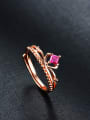 thumb Rose Gold Plated Ruby Crown Ring 0