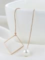 thumb All-match Hollow Square Shaped Artificial Pearl Drop Earrings 1