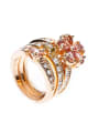 thumb Three-in-one Zirconias-studded Flower Copper Gold Plated Ring 0