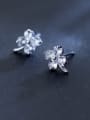 thumb Fresh Flower Shaped Rhinestones S925 Silver Stud Earrings 2
