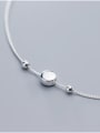 thumb 925 Sterling Silver With Platinum Plated Simplistic Round Anklets 1
