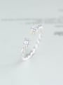 thumb Twist Rope Zircons Silver Opening Ring 1