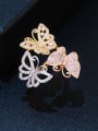 thumb Copper With  Cubic Zirconia Trendy Flower Statement Rings 0