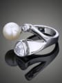 thumb Personalized Imitation Pearl Zirconias Copper Opening Ring 1