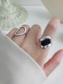 thumb 925 Sterling Silver With Platinum Plated Vintage Black Epoxy Wide Face Free Size Rings 2