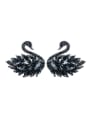 thumb Fashion Shiny Zirconias Swan Copper Stud Earrings 0