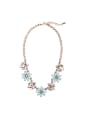 thumb Sweet Flowers Rhinestones Alloy Necklace 0