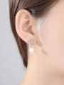 thumb 925 Sterling Silver With Platinum Plated Simplistic Snowflake Drop Earrings 1