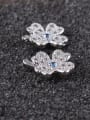 thumb Spinel Blue Leaves S925 Sterling Silver Ear Needle stud Earring 2