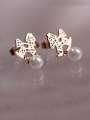 thumb Titanium With Rose Gold Plated Cute horse Stud Earrings 1