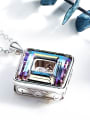 thumb Fashion austrian Crystals Rotational Zircon Square Pendant 925 Silver Necklace 2