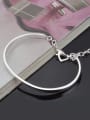 thumb Simple Heart shaped Copper Silver Plated Bracelet 2
