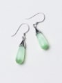 thumb Temperament Green Water Drop Shaped Opal Drop Earrings 0