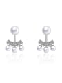 thumb Personalized Imitation Pearls Cubic Zirconias Copper Stud Earrings 0