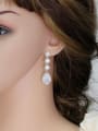 thumb Water Drop AAA Zircons White and Gold Plated Drop Earrings 4