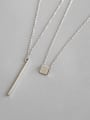 thumb Sterling Silver geometric square Long Necklace 0