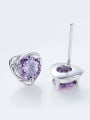 thumb Tiny Purple Zircon Heart-shaped Stud Earrings 2