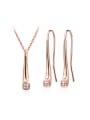 thumb Fashion Rose Gold Plated AAA Zircon Geometric Two Pieces Jewelry Set 0