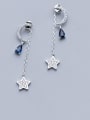 thumb 925 Sterling Silver With Cubic Zirconia Personality Star Moon Drop Earrings 2