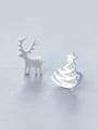 thumb 925 Sterling Silver With Platinum Plated Cute Elk Asymmetric Christmas Hat Stud Earrings 1