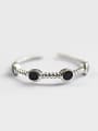 thumb Fashion Black Little Spots Silver Opening Ring 0
