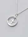 thumb S925 Silver Necklace Pendant female fashion simple circular cross necklace round necklaces D4295 0