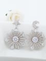 thumb Copper With Platinum Plated Exaggerated Stars moon sun flower Chandelier Earrings 2