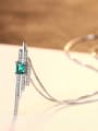thumb Sterling silver emerald inlaid zircon geometric necklace 2