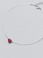 thumb 925 Sterling Silver With Platinum Plated Cute Heart Anklets 0