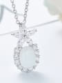 thumb Fashion Oval Opal stone White Zirconias 925 Silver Pendant 2