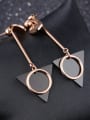 thumb Fashion Black Triangle Hollow Round Titanium Drop Earrings 2