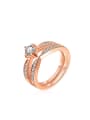 thumb Elegant Rose Gold Plated Zircon Alloy Ring Set 0