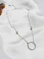 thumb Simple Hollow Round Tiny Cubic Zirconias Silver Necklace 2