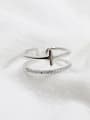 thumb Fashion Two-band Little Cross Cubic Zirconias Silver Opening Ring 1