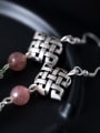 thumb Retro style Natural Jade Little Chinese Knot 925 Silver Earrings 2