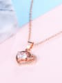 thumb Rose Gold Plated Heart Shaped Zircon Necklace 2