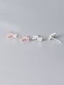 thumb 925 Sterling Silver With Platinum Plated Simplistic Irregular Stud Earrings 2