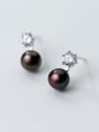 thumb Temperament Geometric Shaped Black Artificial Pearl Stud Earrings 0