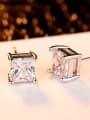 thumb Simple Square White Zircon Copper Stud Earrings 2