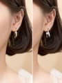 thumb 925 Sterling Silver With Gold Plated Simplistic Leaf Drop Earrings 1