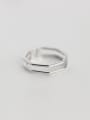 thumb S925 Silver Eight Side Shape Opening Double Three Layer Stacking Ring 1