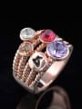 thumb Exaggerated Rose Gold Plated Colorful Rhinestones Alloy Ring 0