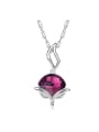 thumb Simple Oval austrian Crystal Fox Pendant Alloy Necklace 0