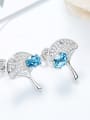 thumb Fashion Shiny austrian Crystals-covered Leaf 925 Silver Stud Earrings 1